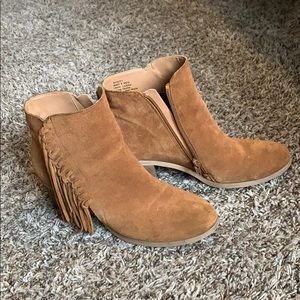 Brown fringe ankle boots